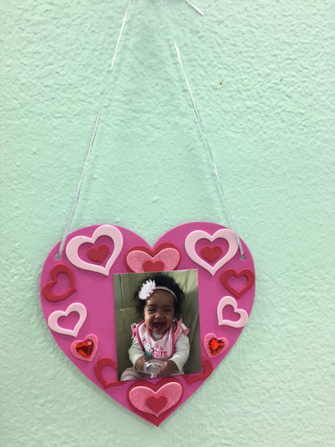 A tactile valentine with hearts and a personal picture
